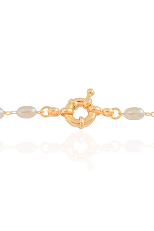 Gargantilha Pérolas Ovais Banhado a Ouro 18K - 40 cm