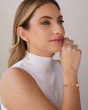 Ear Jacket Fio Elos Portugueses Bolas Lisas 7.3 cm Banhado a Ouro 18K