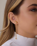 Ear Jacket Fio Elos Portugueses Bolas Lisas 7.3 cm Banhado a Ouro 18K