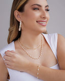 Pulseira Elos Pérolas Ovais 4 mm Banhado a Ouro 18K