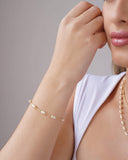 Pulseira Elos Pérolas Ovais 4 mm Banhado a Ouro 18K