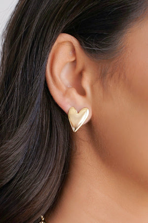 Brinco Coração Liso 2.0 cm Banhado a Ouro 18K