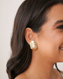 Brinco Oval Pérola 3.3 cm Banhado a Ouro 18K