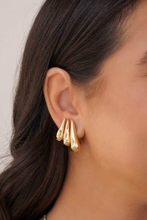 Trio Argolas Gotas Lisas Banhado a Ouro 18K