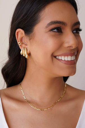 Trio Argolas Gotas Lisas Banhado a Ouro 18K