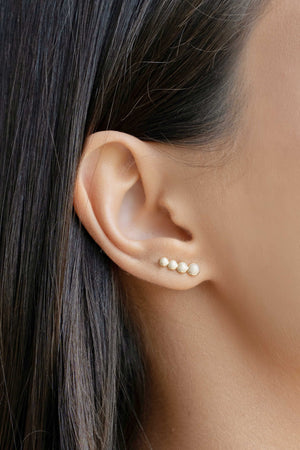 Ear Cuff Redondo Detalhes 1.3 cm Banhado a Ouro 18K