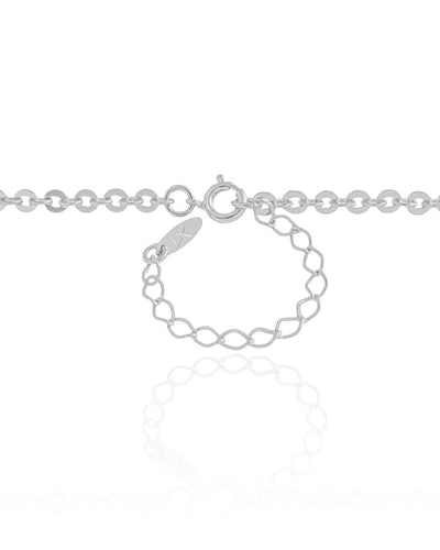 Colar Elos Bailarina 3 mm Ródio Branco - 45 cm