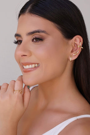 Piercing Cobra Ponto de Luz Cristal  Banhado a Ouro 18K