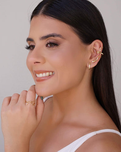 Piercing Cobra Ponto de Luz Cristal Banhado a Ouro 18K