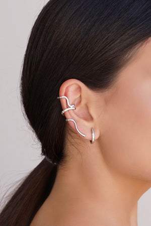 Piercing Cobra Ponto de Luz Cristal  Ródio Branco
