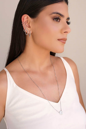 Piercing Três Filetes Lisos e Torcido Ródio Branco