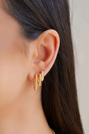 Trio de Argolas Torcidas Banhado a Ouro 18K