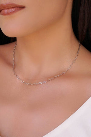 Choker Corações Vazados 3 mm Ródio Branco