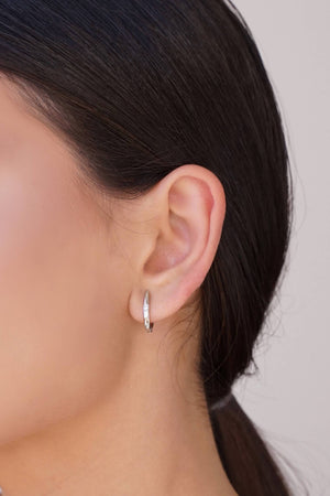 Brinco Argola Click Ponto de Luz Cristal 1.5 cm Ródio Branco