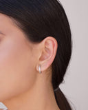 Brinco Argola Click Ponto de Luz Cristal 1.5 cm Ródio Branco