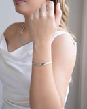 Pulseira Malha Fita 5 mm Ródio Branco