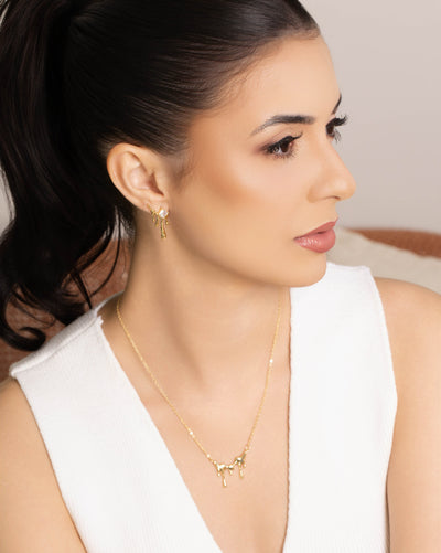 Ear Cuff Orgânico Derretido Ponto de Luz Cristal 2,5 cm Banhado a Ouro 18K