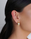 Brinco Argola Entrelaçada Carré Cristal 2.0 cm Banhado a Ouro 18K