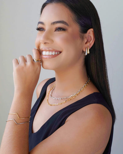 Anel em V Liso Tamanho 21 Banhado a Ouro 18K