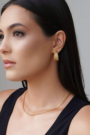 Brinco Argola Fios Texturizados 2.5 cm Banhado a Ouro 18K