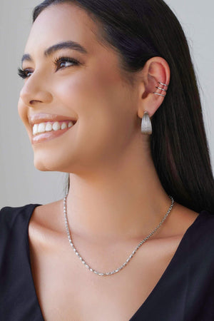 Brinco Argola Fios Texturizados 2.5 cm Ródio Branco