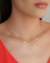 Gargantilha Malha Fita 3 mm Banhado a Ouro 18K - 40 cm