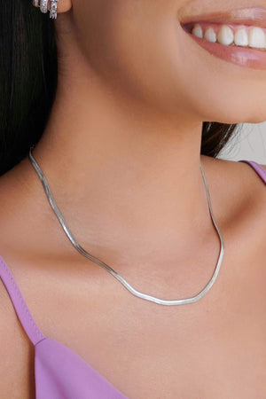 Gargantilha Malha Fita 3 mm Ródio Branco - 40 cm