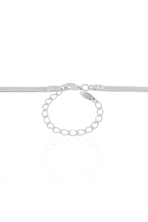 Gargantilha Malha Fita 3 mm Ródio Branco - 40 cm