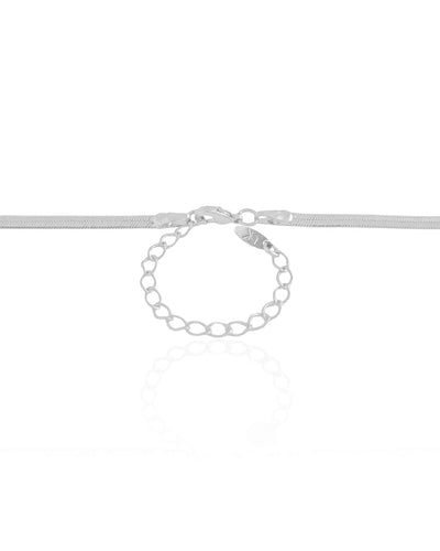 Colar Malha Fita 3 mm Ródio Branco - 40 cm
