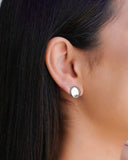 Brinco Redondo Achatado Liso 1.3 cm Ródio Branco