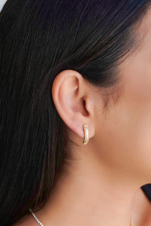 Ear Hook Cravejado 1.9 cm Cristal Banhado a Ouro 18K