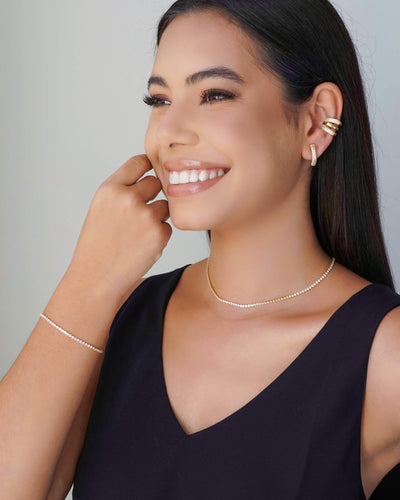 Ear Hook Cravejado 1,9 cm Cristal Banhado a Ouro 18K
