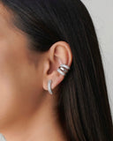 Ear Hook Cravejado 1.9 cm Cristal Ródio Branco