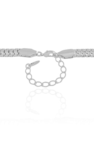 Gargantilha Malha Cobra 6 mm Ródio Branco - 40 cm