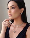 Anel Chave Coração Cravejado Cristal Tamanho 20 Ródio Branco