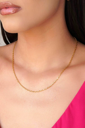 Gargantilha Elos Retos 2 mm Banhado a Ouro 18K - 45 cm