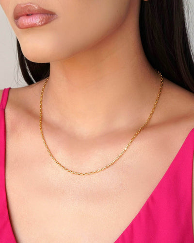 Colar Elos Retos 2 mm Banhado a Ouro 18K - 45 cm