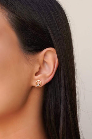 Brinco Fio Ponto de Luz Cristal 1.0 cm Banhado a Ouro 18K