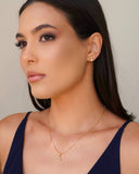 Brinco Fio Ponto de Luz Cristal 1.0 cm Banhado a Ouro 18K