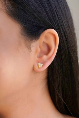 Brinco Triângulo Cravejado Cristal Banhado a Ouro 18K