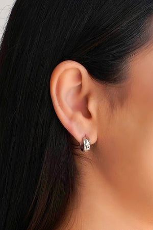 Brinco Argola Orgânica 1.2 cm Ródio Branco