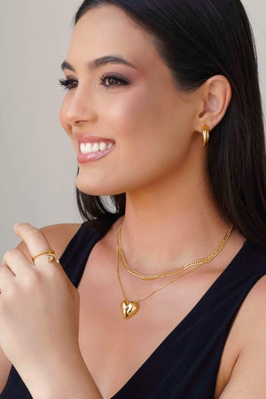 Brinco Argola Três Filetes Lisos 2.1 cm Banhado a Ouro 18K