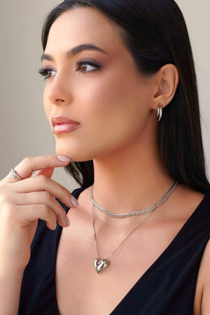 Brinco Argola Três Filetes Lisos 2.1 cm Ródio Branco