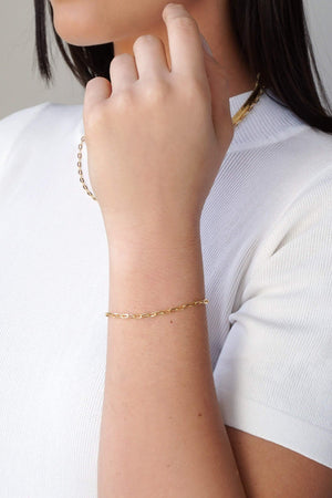 Pulseira Elos Ovais 3 mm Banhado a Ouro 18K