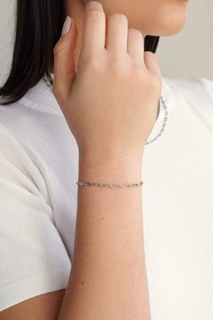Pulseira Elos Ovais 3 mm Ródio Branco