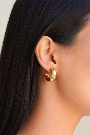 Brinco Argola Abaulada Lisa 2.2 cm Banhado a Ouro 18K