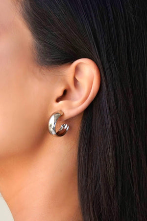 Brinco Argola Abaulada Lisa 2.2 cm Ródio Branco