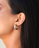 Brinco Argola Abaulada Lisa 2.2 cm Ródio Branco