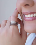 Anel Reto Filetes Tamanho 18 Ródio Branco