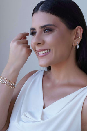 Bracelete Ondas Liso Banhado a Ouro 18K